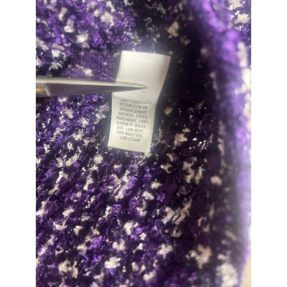 St. John collection Boucle Knit Jacket Wool Blend Black and Purple Colors Size16 - Picture 9 of 11